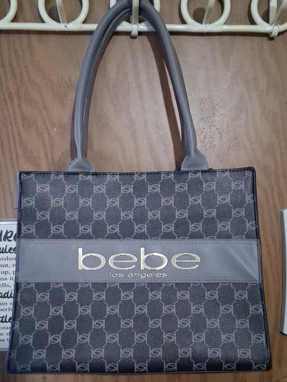 Bebe Gray L Bag.LIKE NEW CONDITION. 13 1/4, By 10 1/2. PERFECT SIZE!